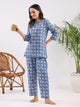 Blue tulip print Cotton Night Suit