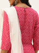 Rang Deep Pink Bhandej Print Cotton Set of Kurti With Pant & Dupatta