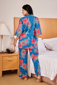 Blue LOOSE FIT Night Suit Set