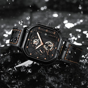 GOOD WATCH-Casual Leather Quartz Watches Waterproof Luminous Men‘s Wristwatch