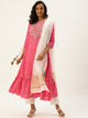 Rang Deep Pink Bhandej Print Cotton Set of Kurti With Pant & Dupatta