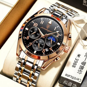 GOOD WATCH-Fashion Men Stainless belt Watch Luxury Calendar