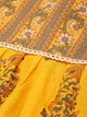 Women Yellow & Brown Pure Cotton Ethnic Motifs Printed Kaftan With Pyjama