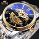 GOOD WATCH- Diamond Design Black Gold Mechanical Watch Top Brand Automatic Clock Fashion Luxury Skeleton Waterproof Wrist Watch