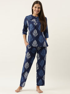 Indigo Printed Night Suit Set