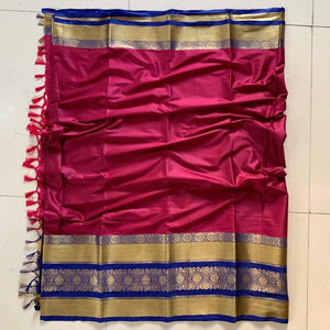 EXOTIC COLLECTION PINK & BLUE SILK SAREE WITH BLOUSE