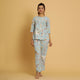 Sky Blue Cotton Printed Night Suit Set