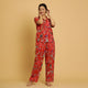 Red Cotton Printed Night Suit Set with Pajama