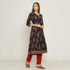 Rang Deep Women Set of Black & Red Cotton Kurti With Palazzo