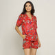 Red Cotton Printed Night Suit Set