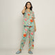 Green Cotton Printed Night Suit Set with Pajama