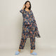 Blue Cotton Printed 3 PEICE Night Suit Set with Payjama