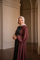 Saya Balloon Sleeve Abaya - Berry Red