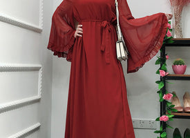 Elegant Caftan Corset Dress with Hijab and Belt for Women