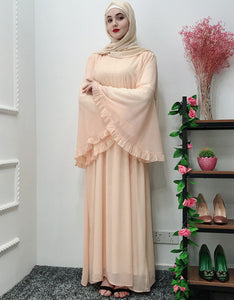 Elegant Caftan Corset Dress with Hijab and Belt for Women