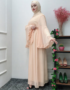 Elegant Caftan Corset Dress with Hijab and Belt for Women