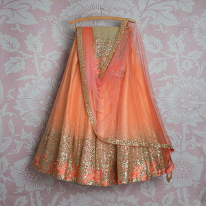 PEACH COLOUR BEAUTIFUL DESIGNER LAHENGA CHOLI