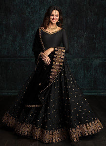 Black Silk Lehenga Choli With Embroderiy Work