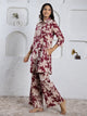 MAROON Red Printed cotton co-ord set