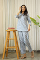 GRey Cotton Printed Night Suit Set with Pajama