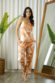 Orange Cotton Printed 3 PEICE Night Suit Set with Pyjama