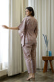 Women Grey Rust and Orange Pure Cotton Printed Kaftan Pyjama Night Suit Set