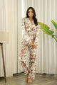 White Printed Full sleeves Cotton Night suit