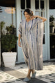 Grey & Blue Printed Kaftan Loungewear