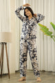 Black Printed Full sleeves Cotton Night suit