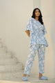 White & Blue Printed Kaftan Set