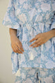 White & Blue Printed Kaftan Set