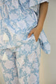 White & Blue Printed Kaftan Set