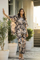 Black Cotton Printed Kaftan and Pajama Set