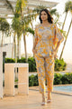 Yellow Cotton Printed Kaftan and Pajama Set