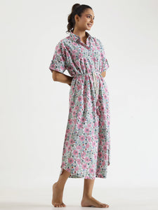 MIDI FLORAL Cotton NIGHT  Dress