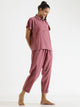 Pink Solid Cotton Slub Night Suit