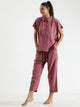 Pink Solid Cotton Slub Night Suit