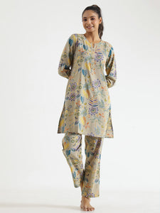 Botanical print Cotton Night SUIT