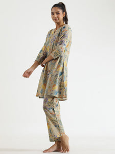 Botanical print Cotton Night SUIT