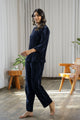 Navy Blue Crushed Velvet Night Suit