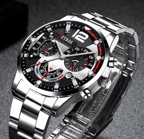 GOOD WATCH-Men’s Stainless Steel Watches Luxury Quartz Wristwatch