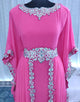 Islamic Pink Georgette Hand Zari Embroidery Galabiya