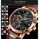 LIGE Genuine Leather Waterproof Tourbillon Mechanical Watch For Men