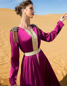 Moroccan style katan Floor Length Dress Abayas For Islamic Women