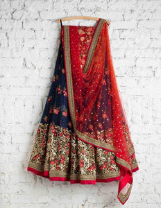 BLUE BLOOMING LEHNGA CHOLI WITH DUPATTA