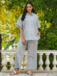 Grey stripes  loose fit cotton Night Suit Set