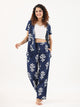 3 PIECE  indigo booti Night Suit Set with Pyjama