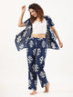 3 PIECE  indigo booti Night Suit Set with Pyjama