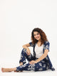 3 PIECE  indigo booti Night Suit Set with Pyjama