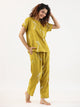 Mustard  and White Conversational Eagle printed Night suit set with pyjama